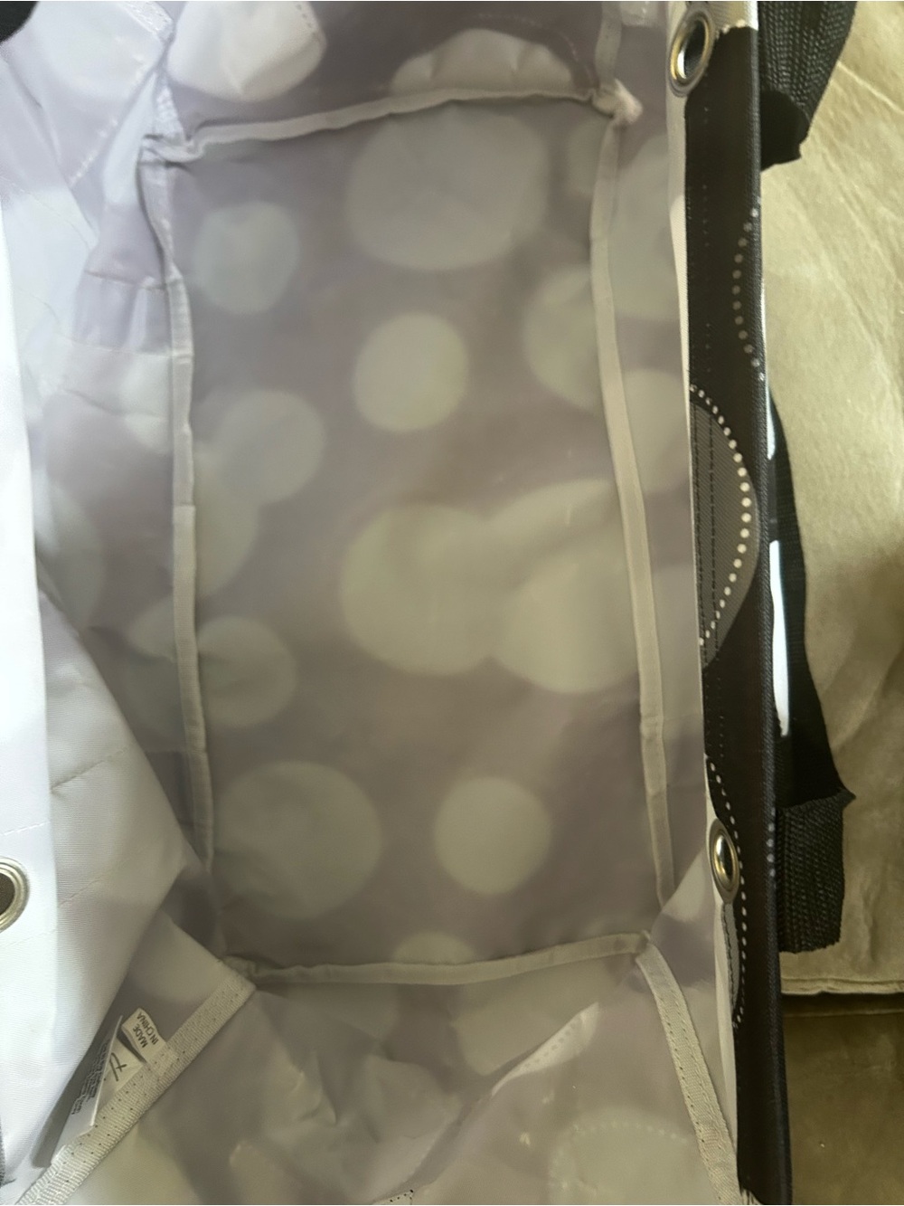 thirty-one Black Tote with White and Gray Dot Pattern - Picture 2 of 4